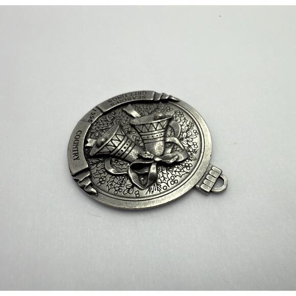 Country Store 1996 Pewter Christmas Ornament Bells Season's Greetings - Picture 3 of 8